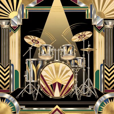 Art Deco Drum Kit Geometric Canvas Painting