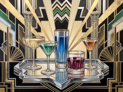 Art Deco Cocktail Glass Collection Canvas Wall Art