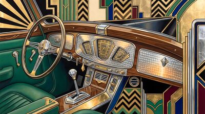 Art Deco Car Dashboard Gauges Canvas Painting