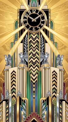 Golden Age Train Station Clock Tower Canvas Wall Art