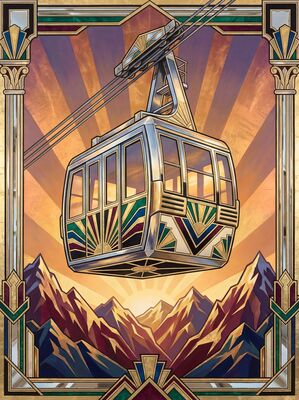 Art Deco Gondola Cable Car Canvas Painting