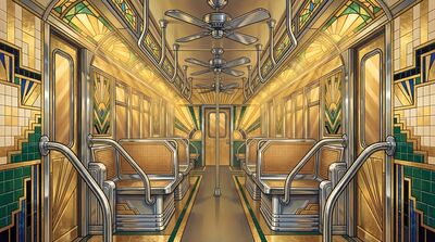Art Deco Subway Car Interior Canvas Painting
