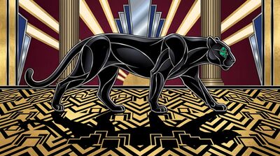 Art Deco Panther Stalking Canvas Wall Art