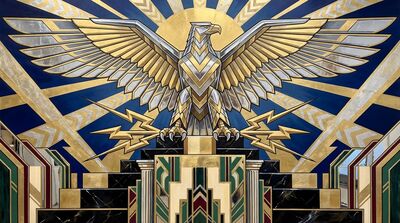 Art Deco Eagle Spread Wings Canvas Wall Art