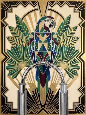Art Deco Tropical Parrot Canvas Wall Art