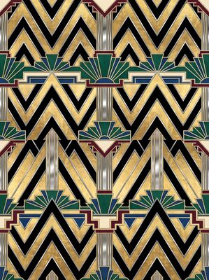 Art Deco Chevron Zigzag Allover Canvas Painting