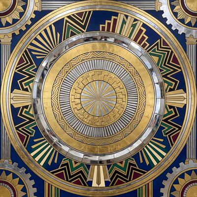 Art Deco Concentric Circles Chrome Canvas Wall Art