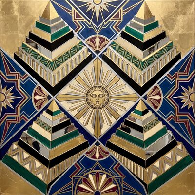 Art Deco Stepped Pyramid Abstract Canvas Wall Art