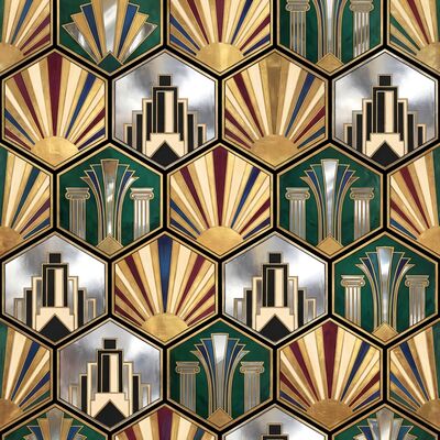 Art Deco Hexagonal Tessellation Canvas Painting