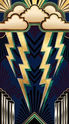 Art Deco Lightning Bolt Abstract Canvas Wall Art