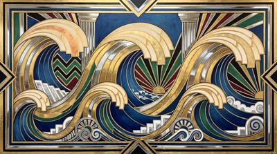 Art Deco Wave Pattern Geometric Canvas Painting