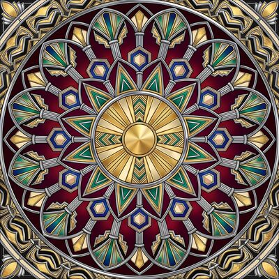 Art Deco Geometric Rose Window Canvas Painting