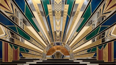 Art Deco Sunrise Composition Canvas Painting