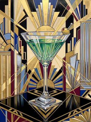 Art Deco Cocktail Glass Martini Canvas Wall Art