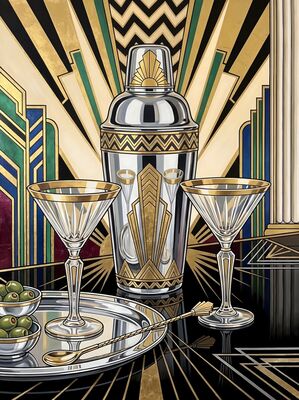 Vintage Art Deco Cocktail Shaker Canvas Painting