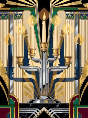Art Deco Chrome Candelabra Canvas Wall Art