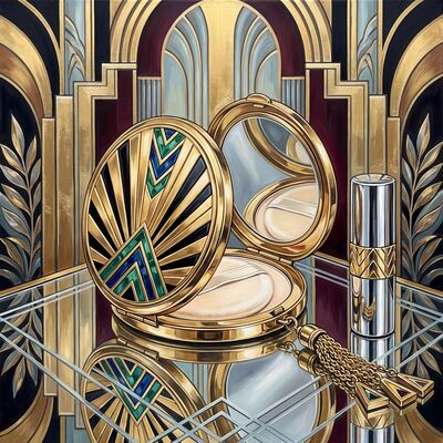 Art Deco Makeup Compact Open Canvas Wall Art