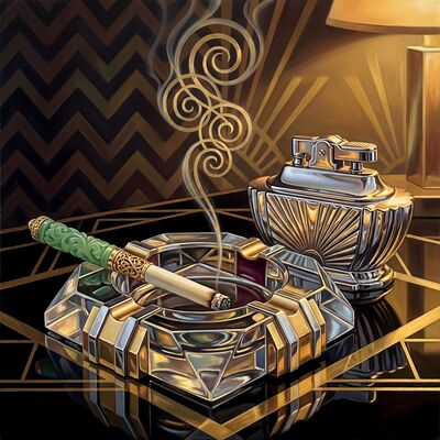 Vintage Ashtray and Smoking Accessories Canvas Painting