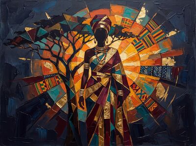 African Sunset Acacia Canvas Wall Art