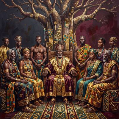 Tribal Council Baobab Tree Canvas Wall Art