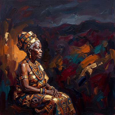 African Elder Beaded Jewelry Canvas Wall Art