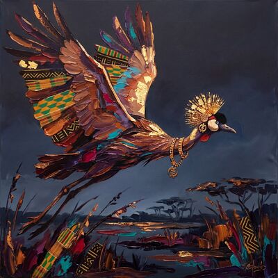 African Crowned Cranes Canvas Painting