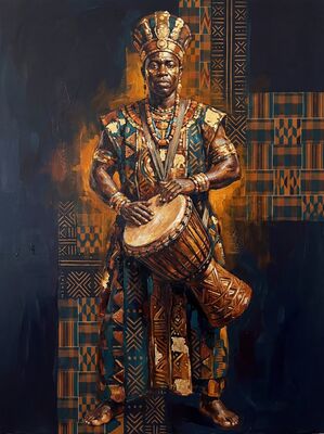 African Djembe Drummer Canvas Wall Art