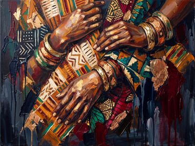 Layered African Textile Canvas Wall Art