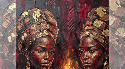 African Warriors at Fire Canvas Wall Art