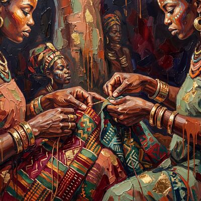 African Baobab Council Canvas Painting