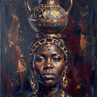 Water Bearer African Woman Canvas Wall Art