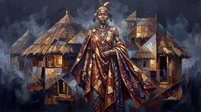African Traditional Huts Canvas Wall Art