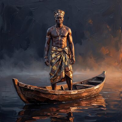 Dawn River Fisherman Canvas Painting