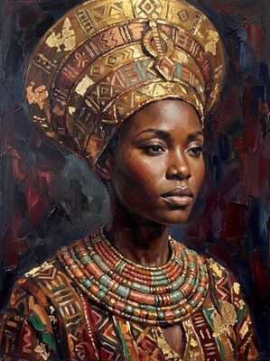 Golden Crown African Queen Canvas Wall Art