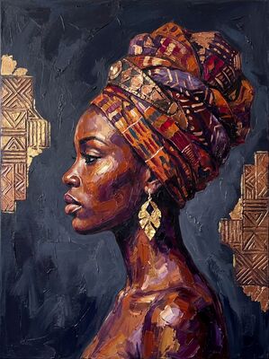 African Woman Side Profile Canvas Painting