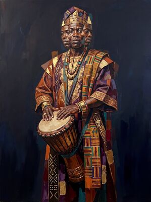 African Drummer Canvas Painting