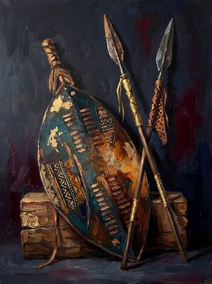 Zulu Cultural Shield Canvas Wall Art