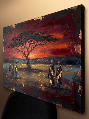 Blazing African Sunset Canvas Painting