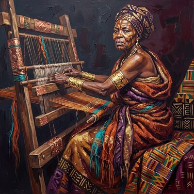 Traditional Loom Weaver Canvas Wall Art