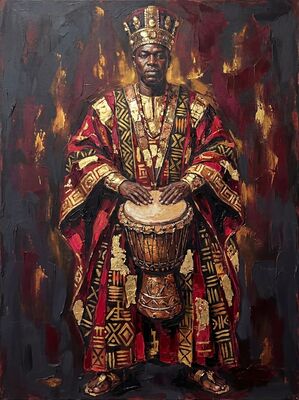 African Drum Circle Canvas Painting
