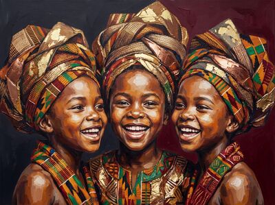 Sunlit Village Children Canvas Wall Art