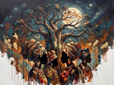 Moonlit Baobab Tree Canvas Wall Art