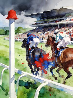 Aintree Racecourse Grand National Finish Watercolor Canvas Print