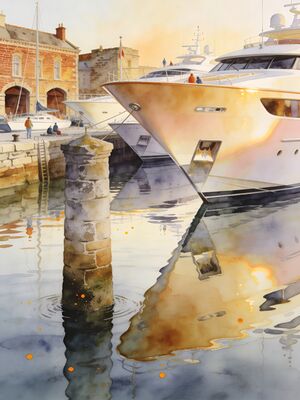 Antigua Nelson's Dockyard Harbor Watercolor Canvas Print