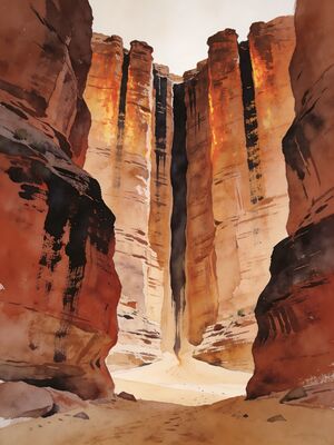 Arches National Park Double Arch at Night Watercolor Canvas Print