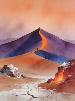 Atacama Desert Valle de Luna Dunes Watercolor Canvas Print