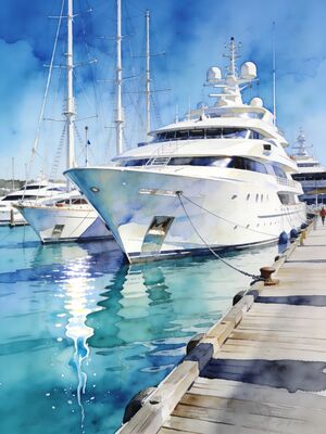 Auckland Viaduct Harbor Waterfront Promenade Watercolor Canvas Print