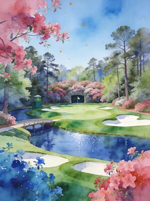 Augusta National Classic View Watercolor Canvas Print