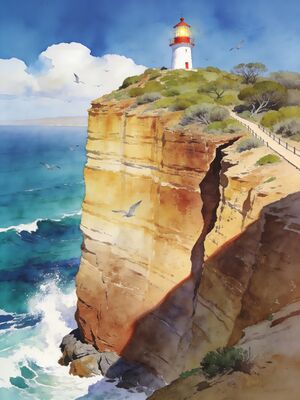 Australia Sunset Shore Watercolor Canvas Print