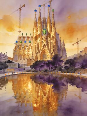 Barcelona Gothic Quarter Lane Watercolor Canvas Print